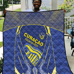 Curacao Football Quilt Blue Wave Geometric Caribbean Sports Motif