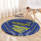 Curacao Football Round Carpet Blue Wave Geometric Caribbean Sports Motif