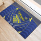 Curacao Football Rubber Doormat Blue Wave Geometric Caribbean Sports Motif