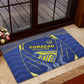 Curacao Football Rubber Doormat Blue Wave Geometric Caribbean Sports Motif