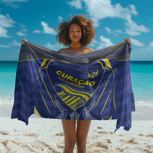 Curacao Football Sarong Blue Wave Geometric Caribbean Sports Motif
