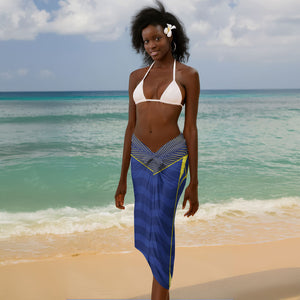 Curacao Football Sarong Blue Wave Geometric Caribbean Sports Motif