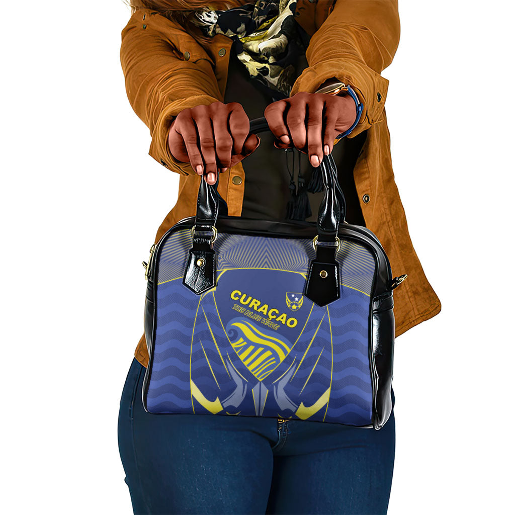 Curacao Football Shoulder Handbag Blue Wave Geometric Caribbean Sports Motif
