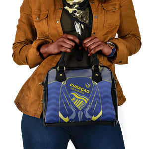 Curacao Football Shoulder Handbag Blue Wave Geometric Caribbean Sports Motif