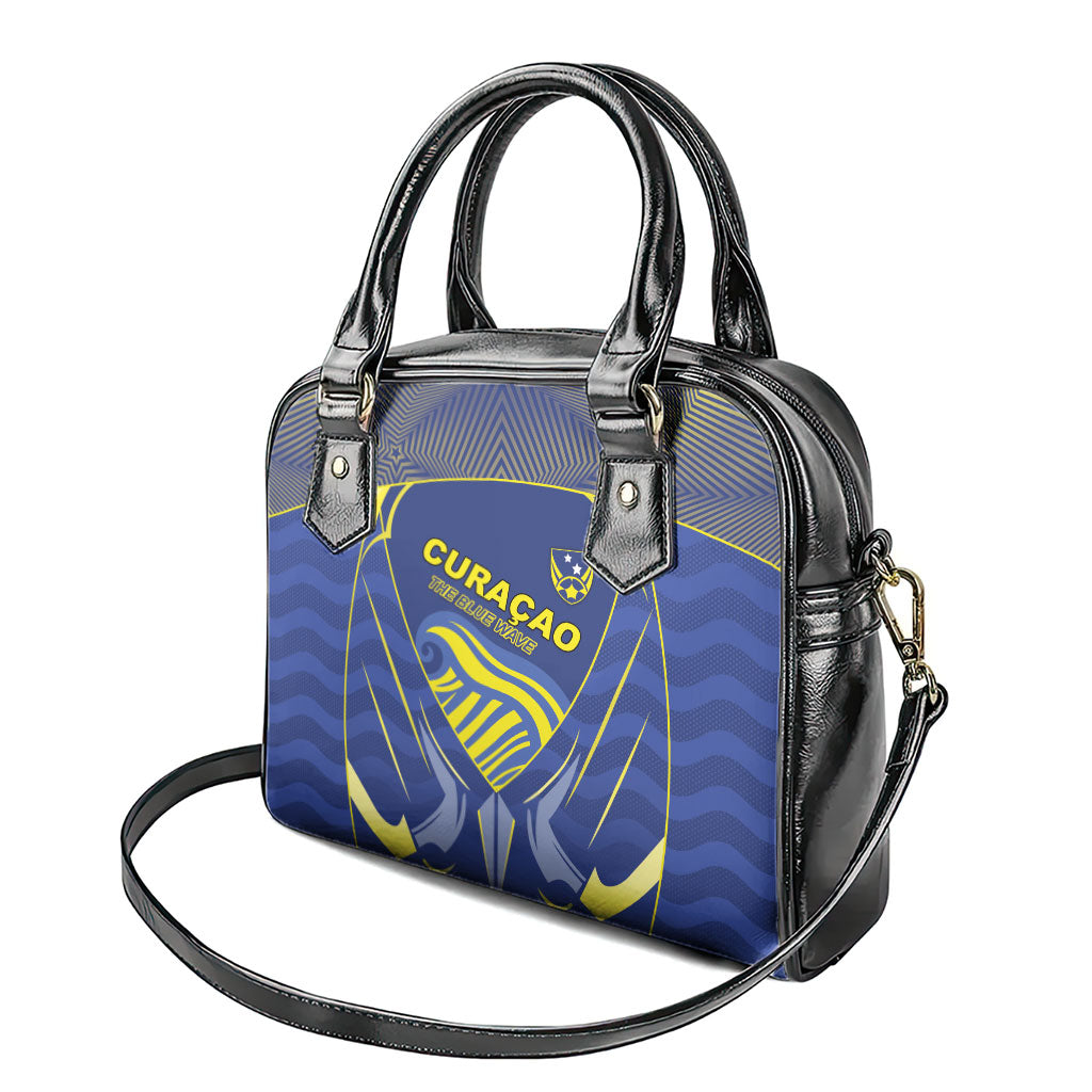 Curacao Football Shoulder Handbag Blue Wave Geometric Caribbean Sports Motif