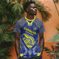 Custom Curacao Football T shirt Blue Wave Geometric Caribbean Sports Motif