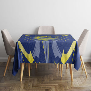 Curacao Football Tablecloth Blue Wave Geometric Caribbean Sports Motif