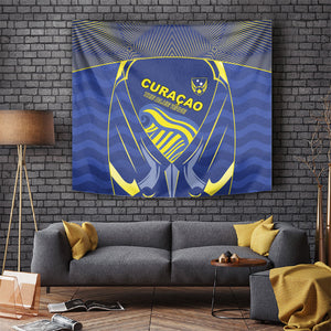 Curacao Football Tapestry Blue Wave Geometric Caribbean Sports Motif