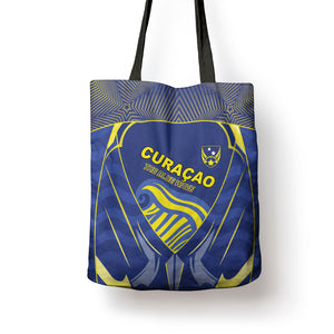 Curacao Football Tote Bag Blue Wave Geometric Caribbean Sports Motif