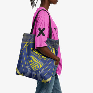 Curacao Football Tote Bag Blue Wave Geometric Caribbean Sports Motif
