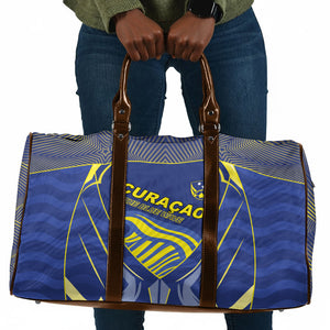 Curacao Football Travel Bag Blue Wave Geometric Caribbean Sports Motif