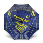 Curacao Football Umbrella Blue Wave Geometric Caribbean Sports Motif