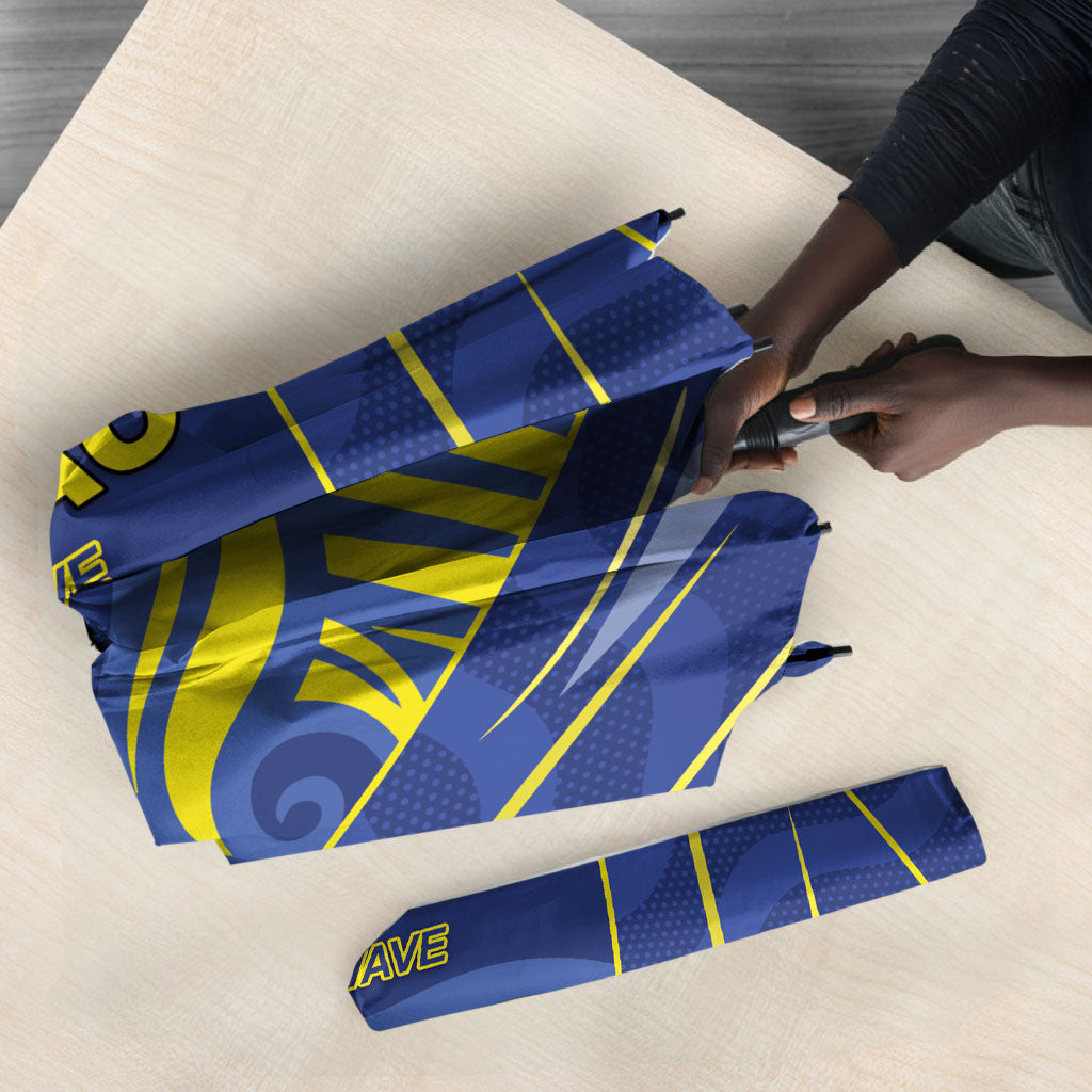 Curacao Football Umbrella Blue Wave Geometric Caribbean Sports Motif