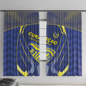 Curacao Football Window Curtain Blue Wave Geometric Caribbean Sports Motif