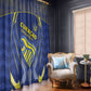 Curacao Football Window Curtain Blue Wave Geometric Caribbean Sports Motif