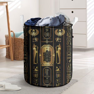 Egypt Cartouche Laundry Basket Gold Pharaoh Hieroglyphics Patterns