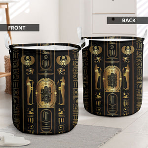Egypt Cartouche Laundry Basket Gold Pharaoh Hieroglyphics Patterns