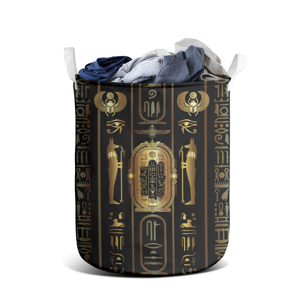 Egypt Cartouche Laundry Basket Gold Pharaoh Hieroglyphics Patterns