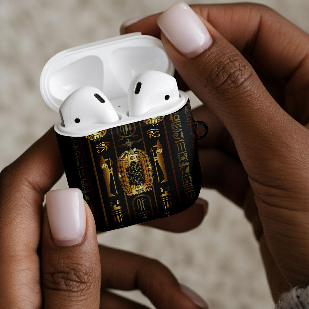 Egypt Cartouche AirPods Case Gold Pharaoh Hieroglyphics Patterns