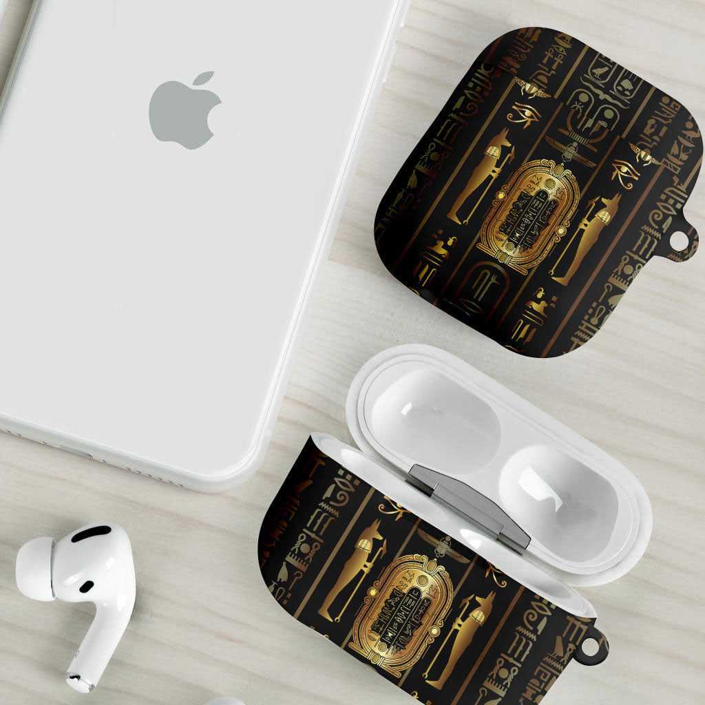 Egypt Cartouche AirPods Case Gold Pharaoh Hieroglyphics Patterns