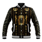 Egypt Cartouche Baseball Jacket Gold Pharaoh Hieroglyphics Patterns