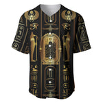 Egypt Cartouche Baseball Jersey Gold Pharaoh Hieroglyphics Patterns