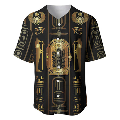 Egypt Cartouche Baseball Jersey Gold Pharaoh Hieroglyphics Patterns