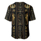 Egypt Cartouche Baseball Jersey Gold Pharaoh Hieroglyphics Patterns