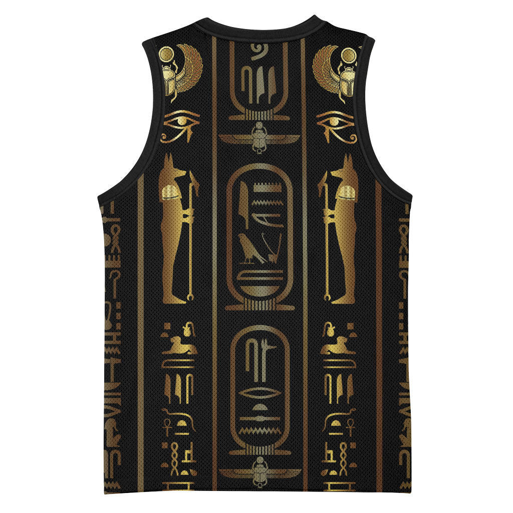 Egypt Cartouche Basketball Jersey Gold Pharaoh Hieroglyphics Patterns