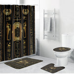 Egypt Cartouche Bathroom Set Gold Pharaoh Hieroglyphics Patterns