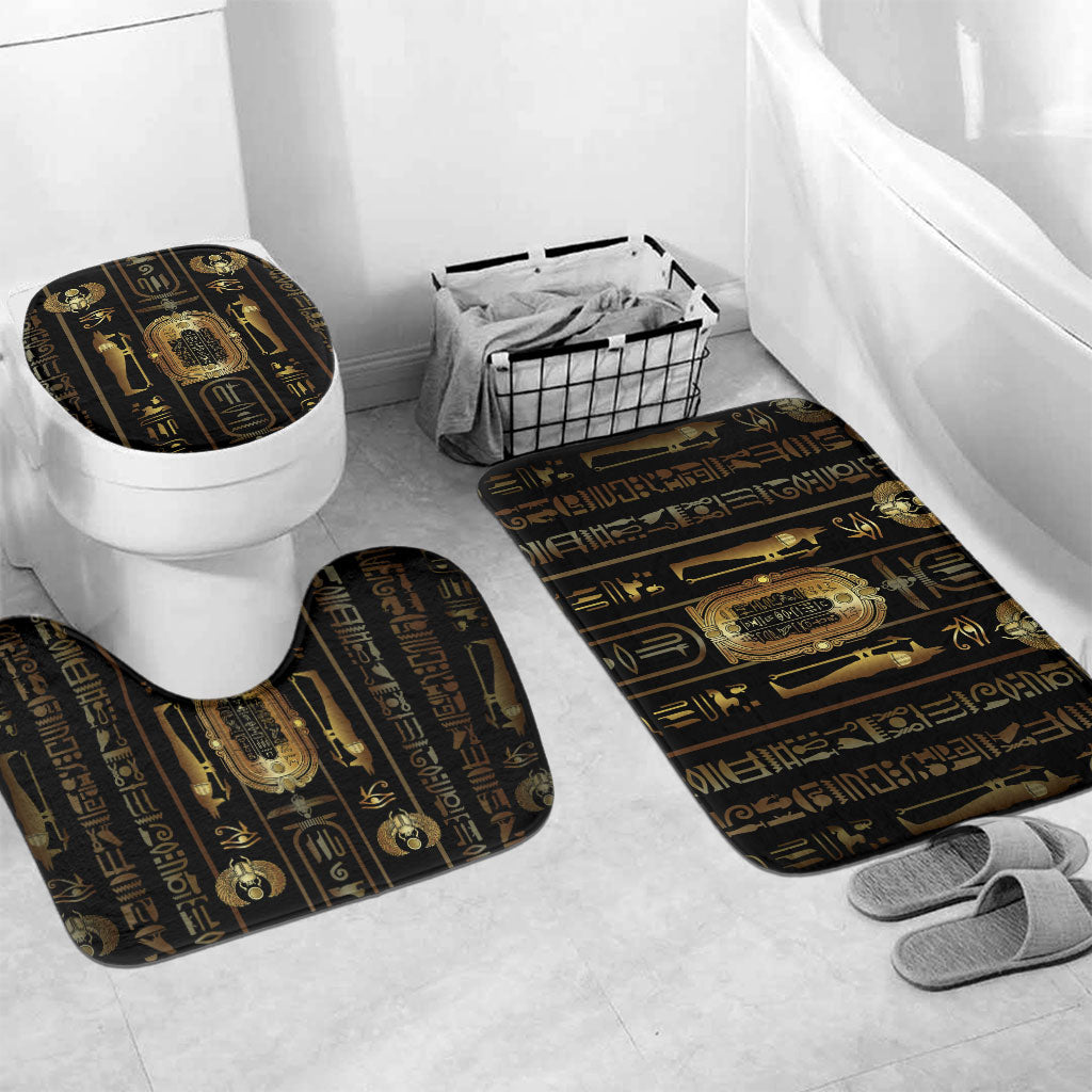 Egypt Cartouche Bathroom Set Gold Pharaoh Hieroglyphics Patterns