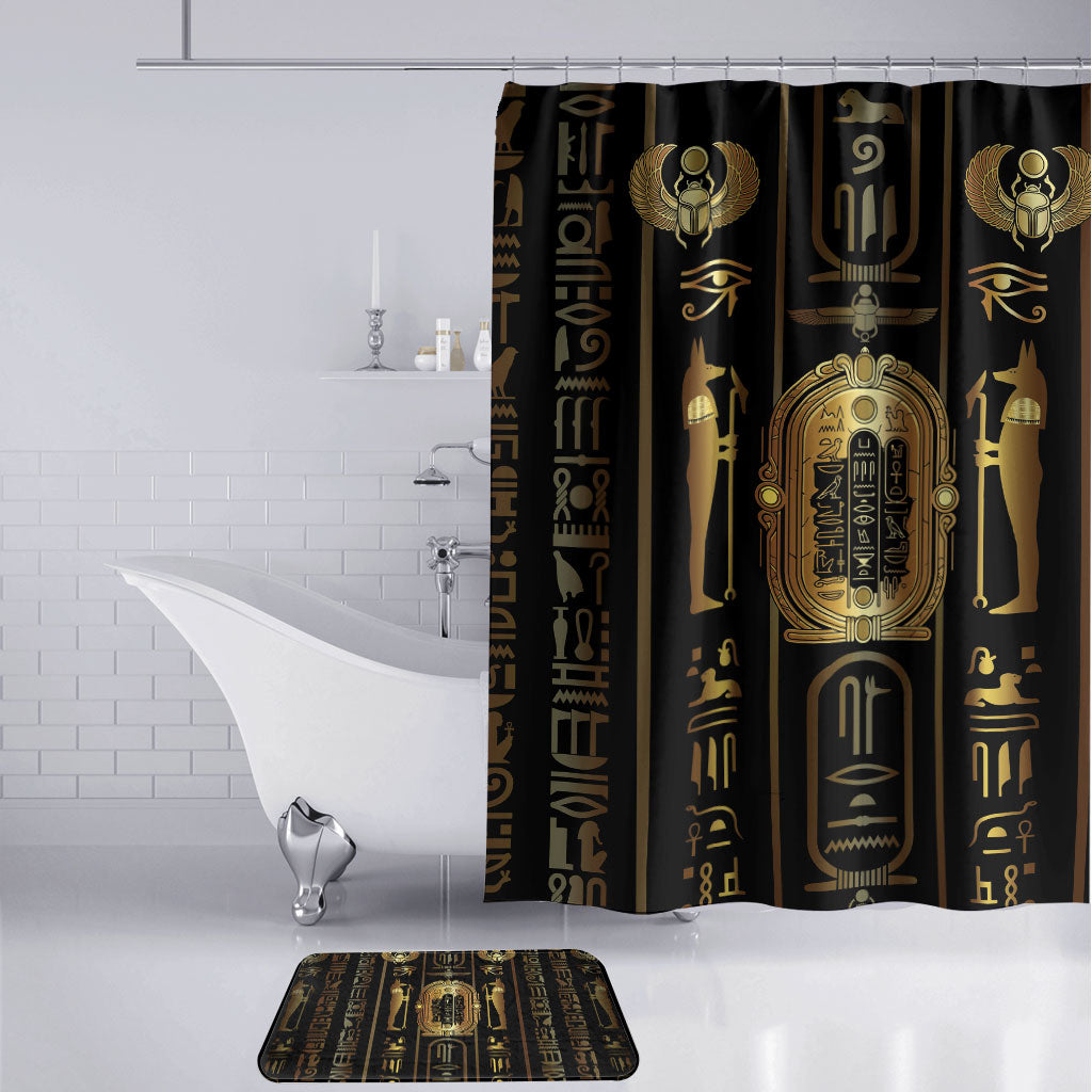 Egypt Cartouche Bathroom Set Gold Pharaoh Hieroglyphics Patterns