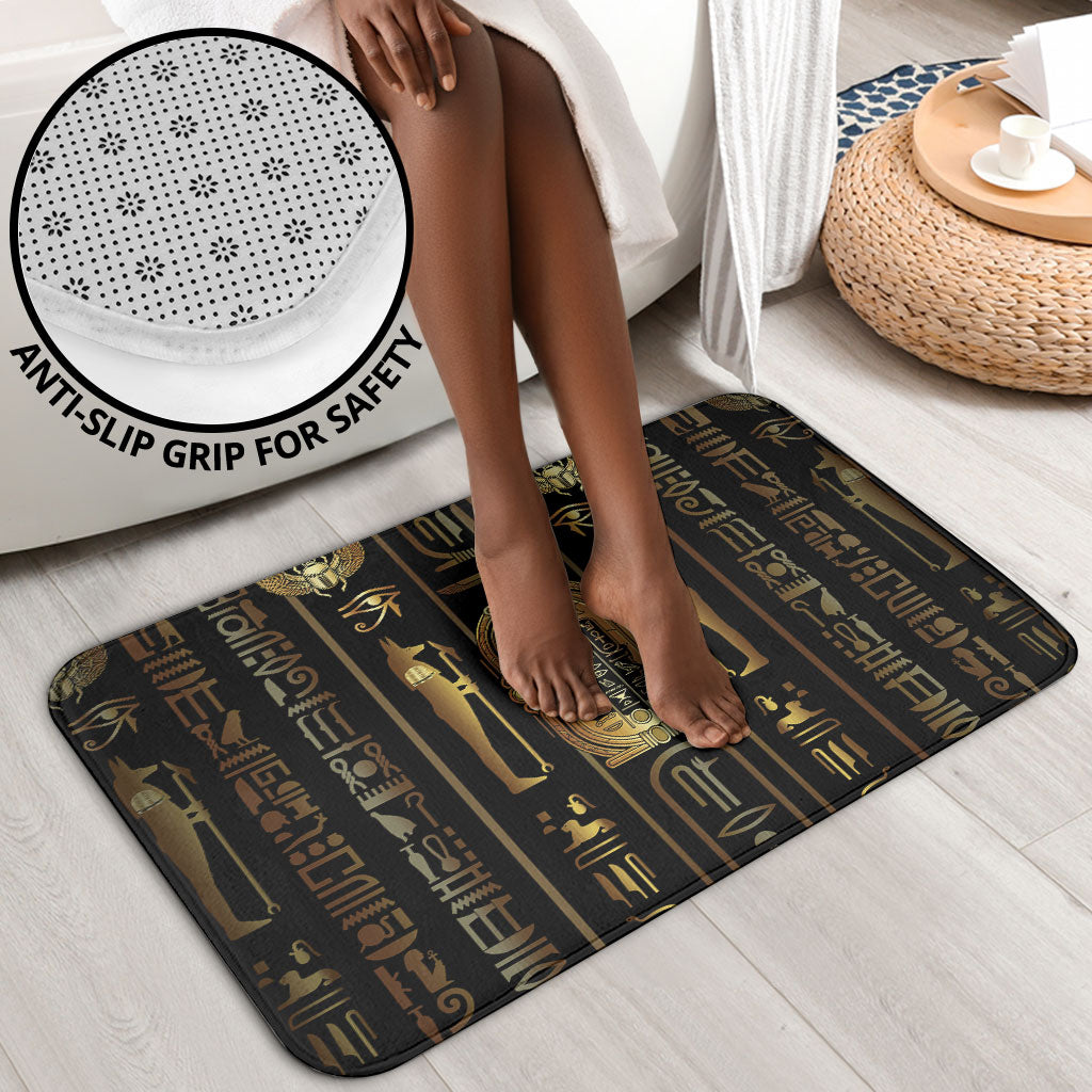 Egypt Cartouche Bathroom Set Gold Pharaoh Hieroglyphics Patterns