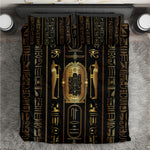 Egypt Cartouche Bedding Set Gold Pharaoh Hieroglyphics Patterns