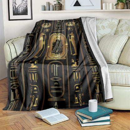 Egypt Cartouche Blanket Gold Pharaoh Hieroglyphics Patterns