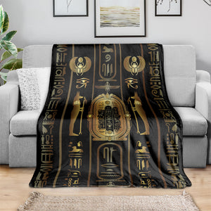 Egypt Cartouche Blanket Gold Pharaoh Hieroglyphics Patterns