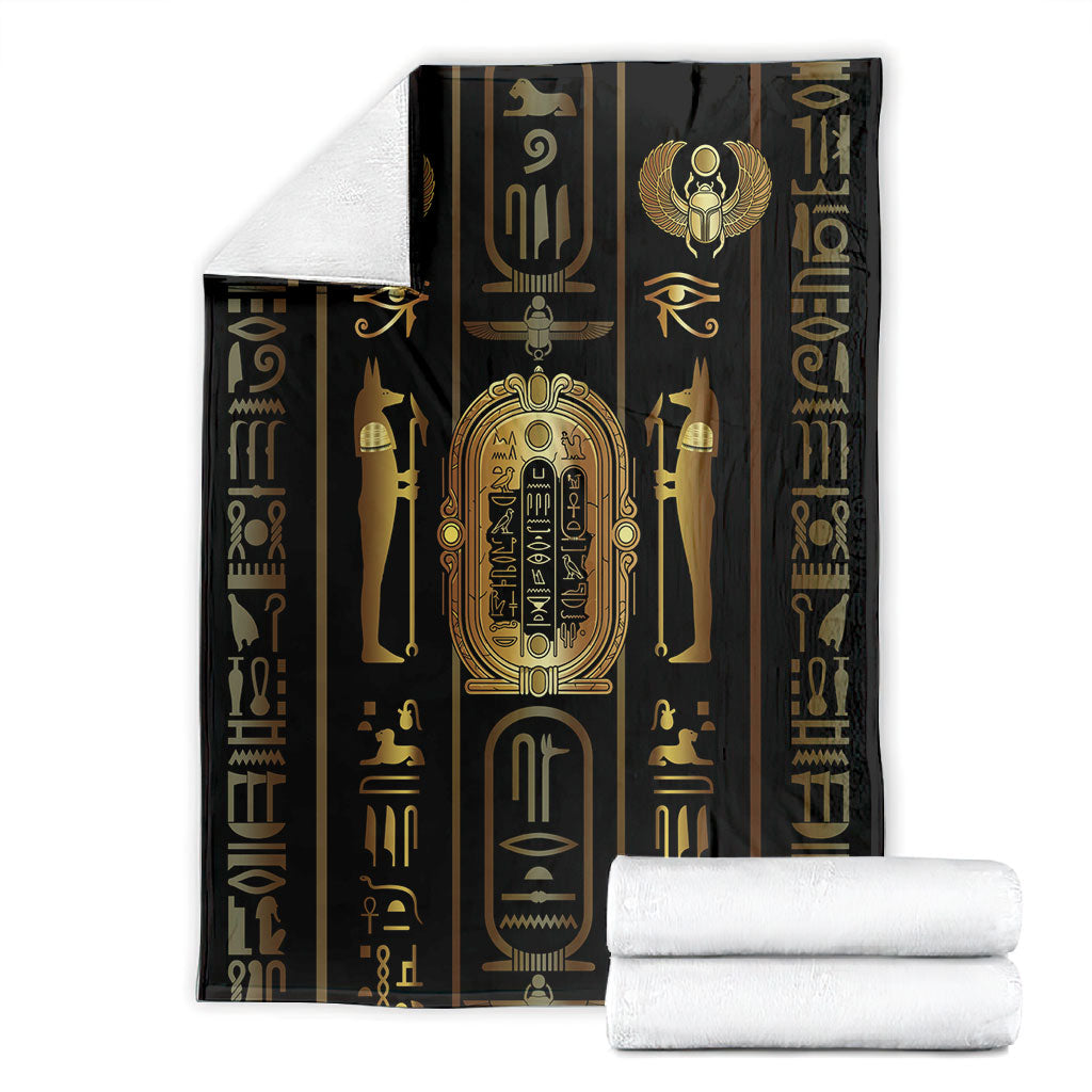 Egypt Cartouche Blanket Gold Pharaoh Hieroglyphics Patterns