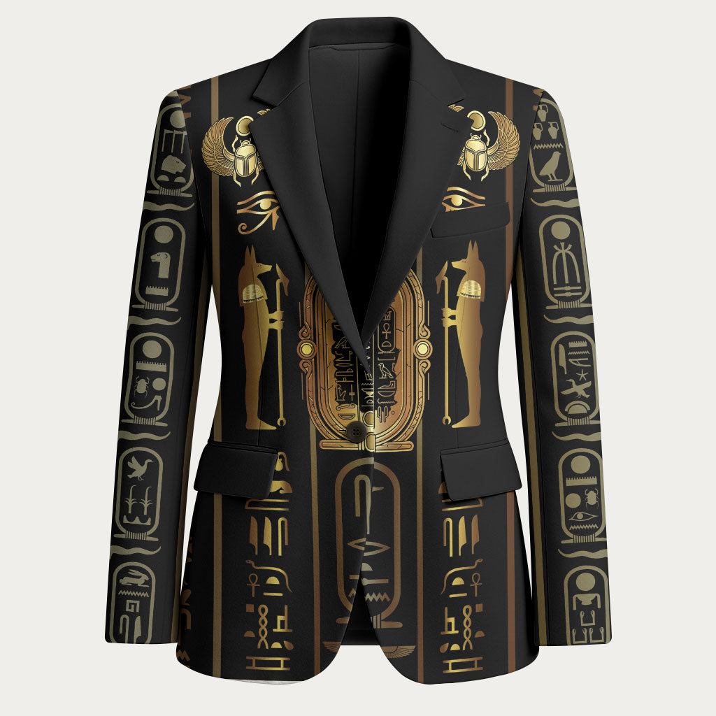Egypt Cartouche Blazer Gold Pharaoh Hieroglyphics Patterns