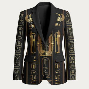Egypt Cartouche Blazer Gold Pharaoh Hieroglyphics Patterns
