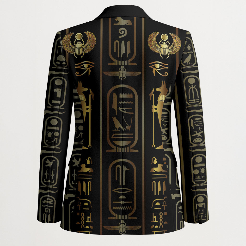 Egypt Cartouche Blazer Gold Pharaoh Hieroglyphics Patterns