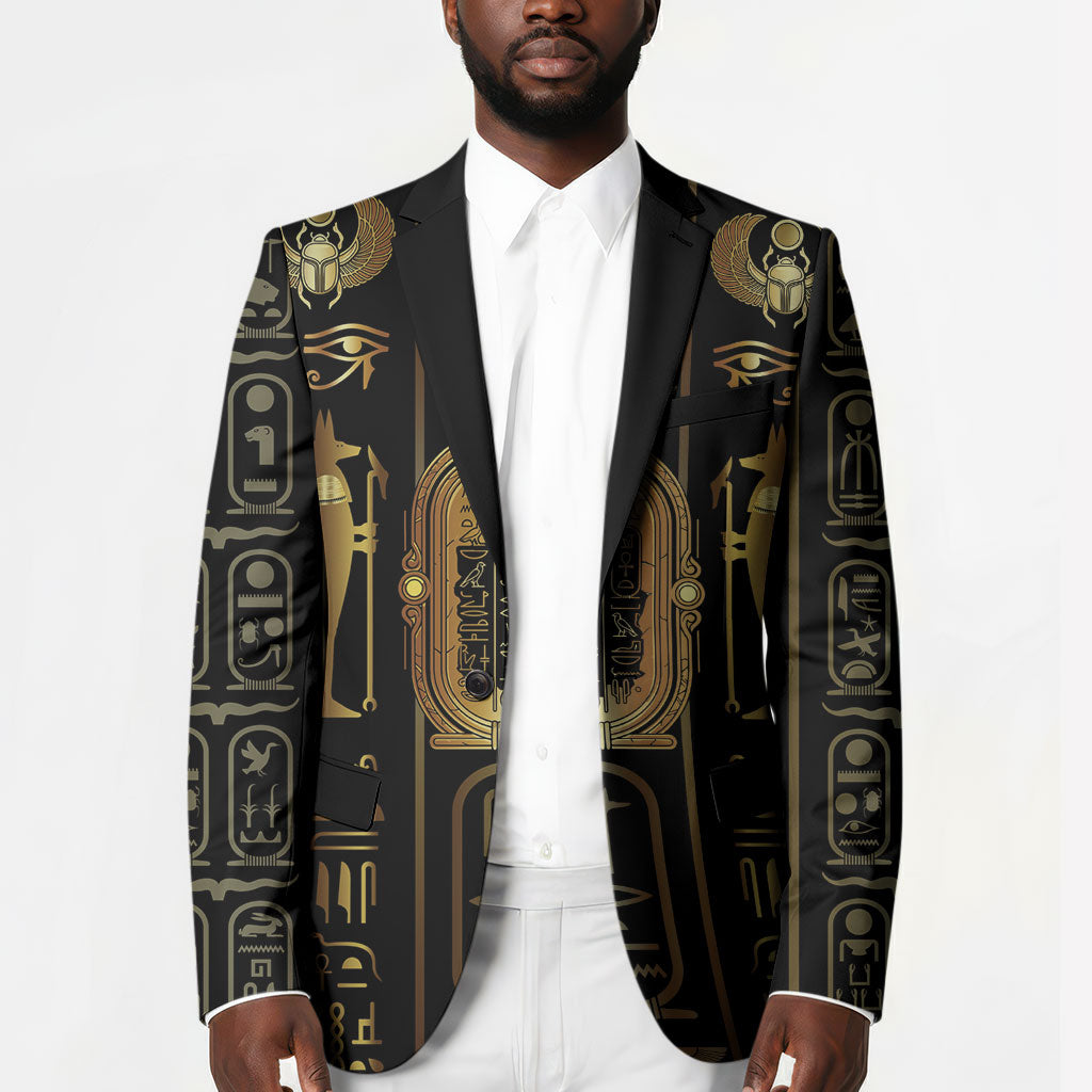 Egypt Cartouche Blazer Gold Pharaoh Hieroglyphics Patterns