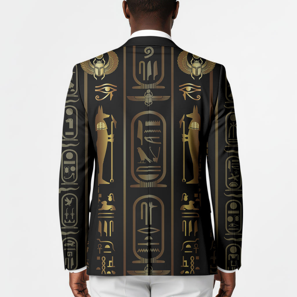 Egypt Cartouche Blazer Gold Pharaoh Hieroglyphics Patterns
