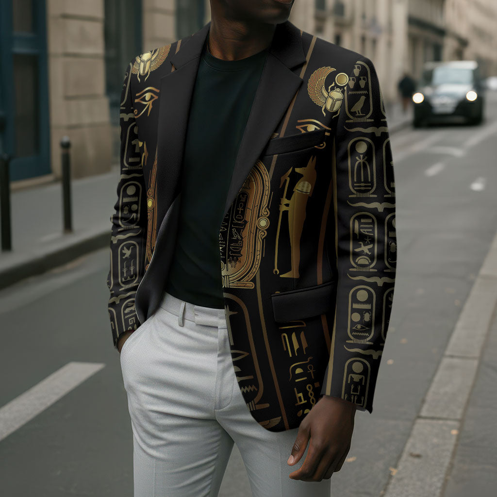 Egypt Cartouche Blazer Gold Pharaoh Hieroglyphics Patterns