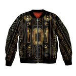 Egypt Cartouche Bomber Jacket Gold Pharaoh Hieroglyphics Patterns