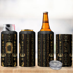 Egypt Cartouche 4 in 1 Can Cooler Tumbler Gold Pharaoh Hieroglyphics Patterns