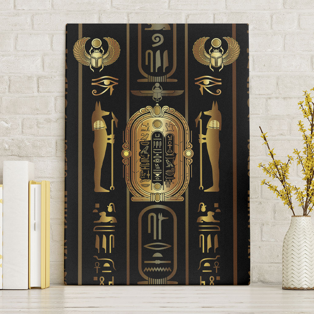 Egypt Cartouche Canvas Wall Art Gold Pharaoh Hieroglyphics Patterns