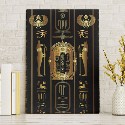 Egypt Cartouche Canvas Wall Art Gold Pharaoh Hieroglyphics Patterns