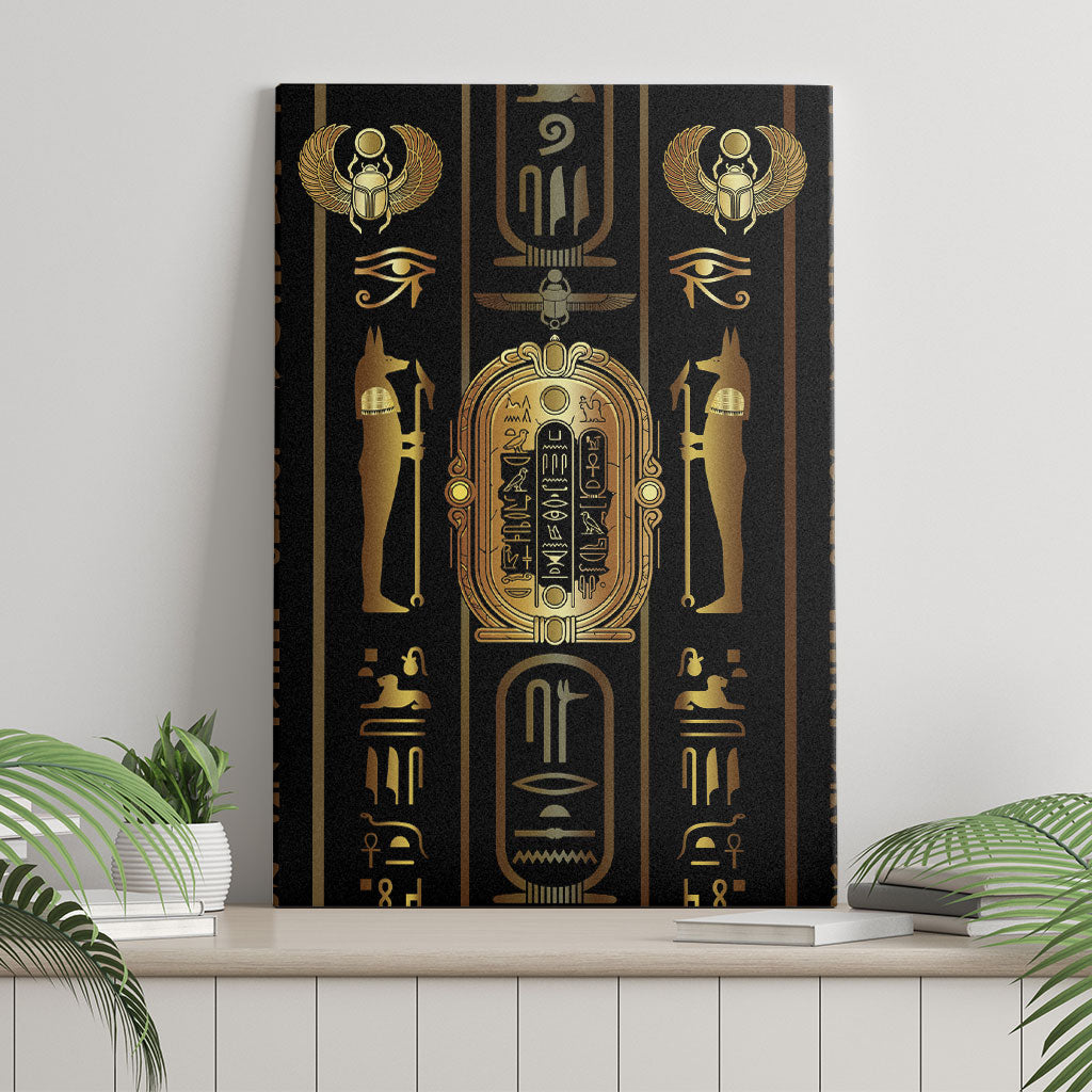 Egypt Cartouche Canvas Wall Art Gold Pharaoh Hieroglyphics Patterns
