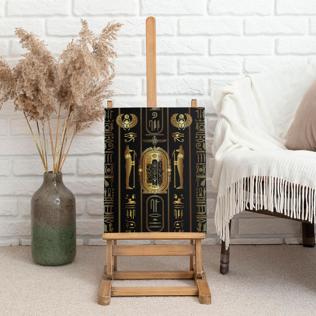 Egypt Cartouche Canvas Wall Art Gold Pharaoh Hieroglyphics Patterns