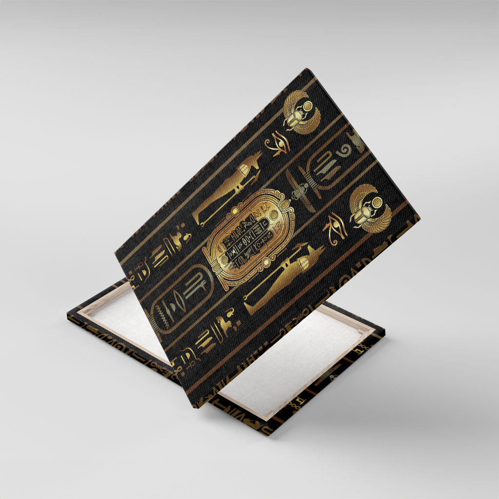 Egypt Cartouche Canvas Wall Art Gold Pharaoh Hieroglyphics Patterns